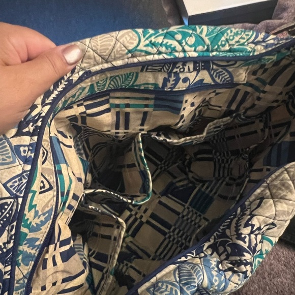 Vera Bradley Blue and Green Leafy Tote - Picture 2 of 5